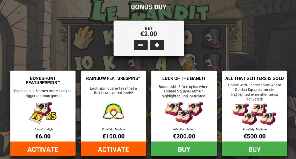 Встроенные бонусные функции игры Le Bandit